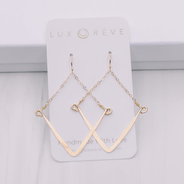 14k gold-filled Chevron Drop Earrings - Lux Reve