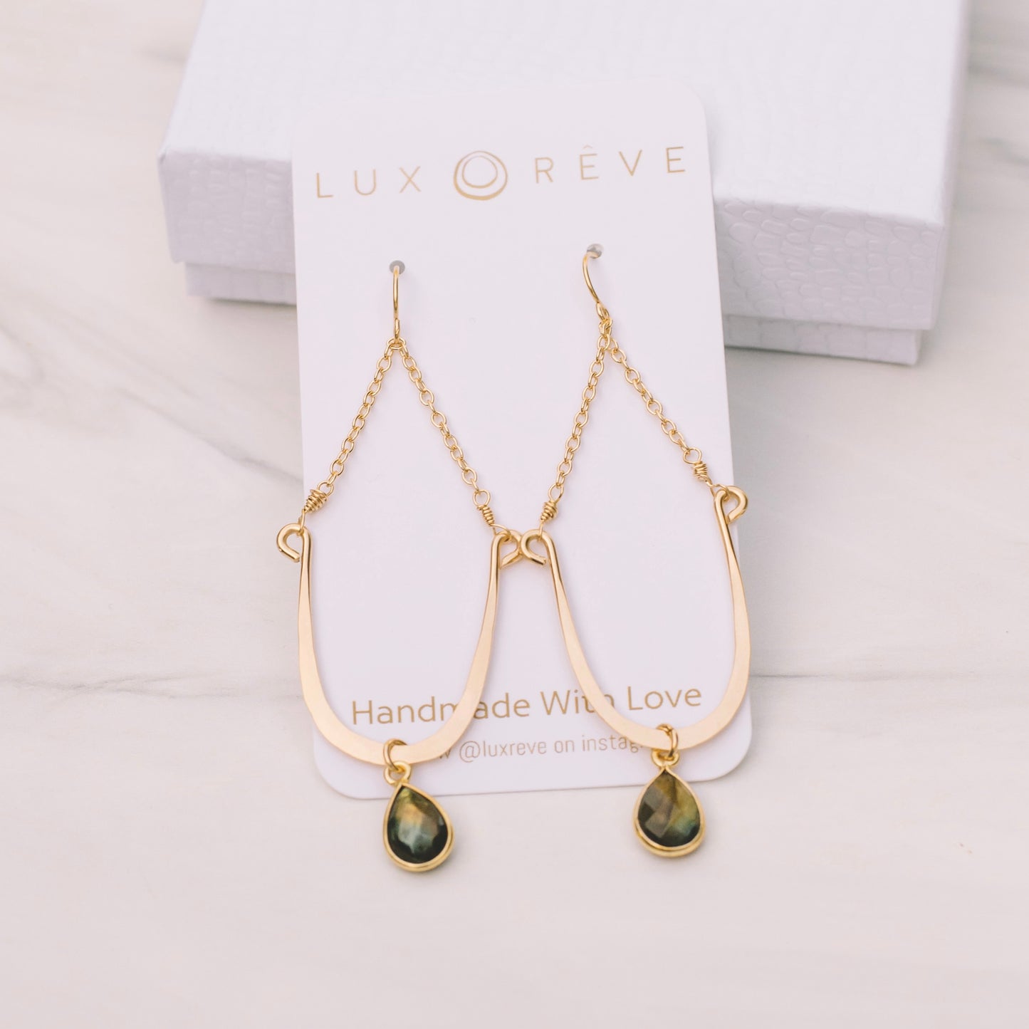 Lucky Gold Bezel Labradorite Earrings - Lux Reve