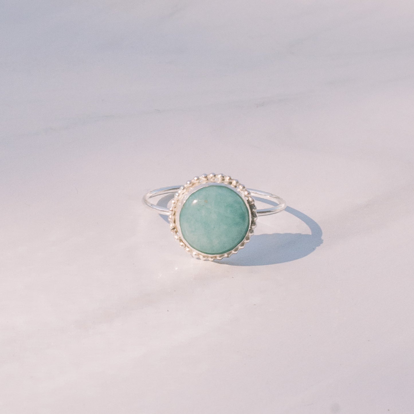 Round Silver Amazonite Ring - Lux Reve