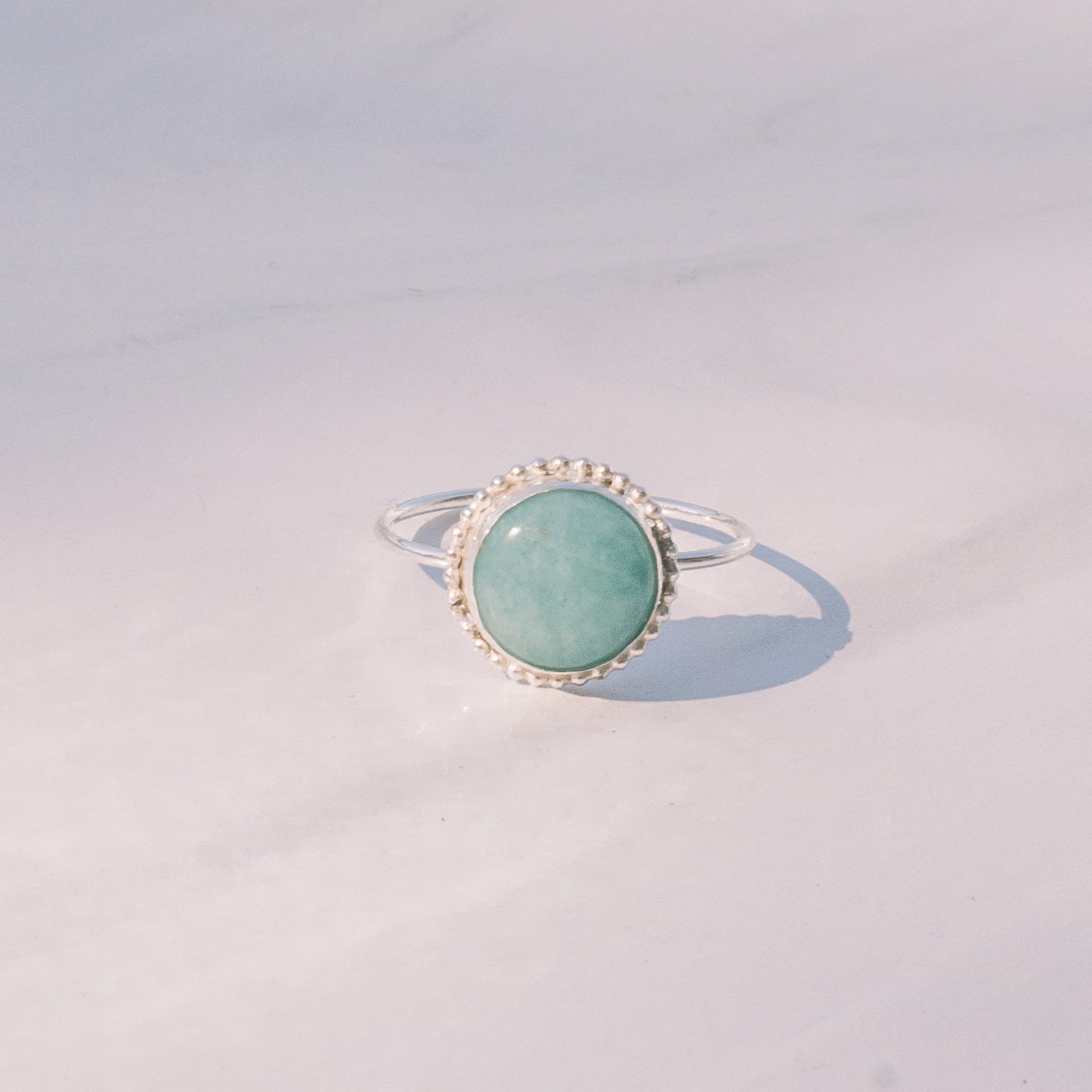 Round Silver Amazonite Ring - Lux Reve