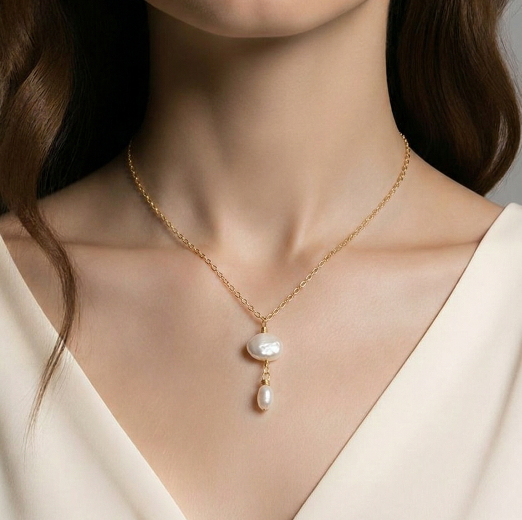 Adjustable Drop Pearl Necklace - Lux Reve