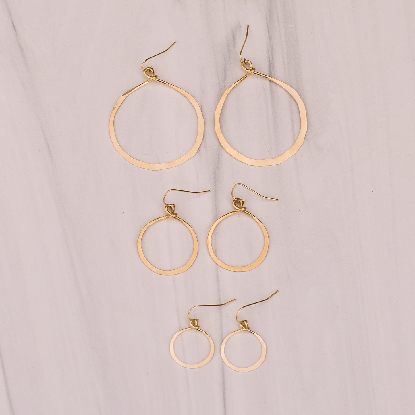 Gold Hammered Hoop Earrings - Lux Reve