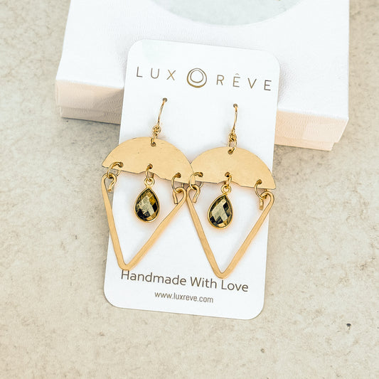 Gold Pyrite Boho Statment Earrings