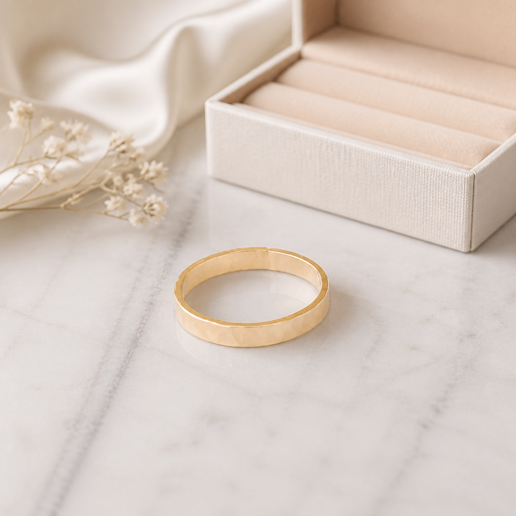 Gold-filled Wide Hammered Ring - Lux Reve