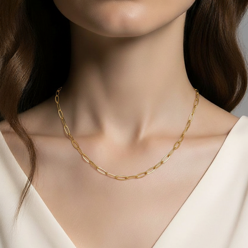 Dainty Gold Paper Clip Chain Necklace - Lux Reve