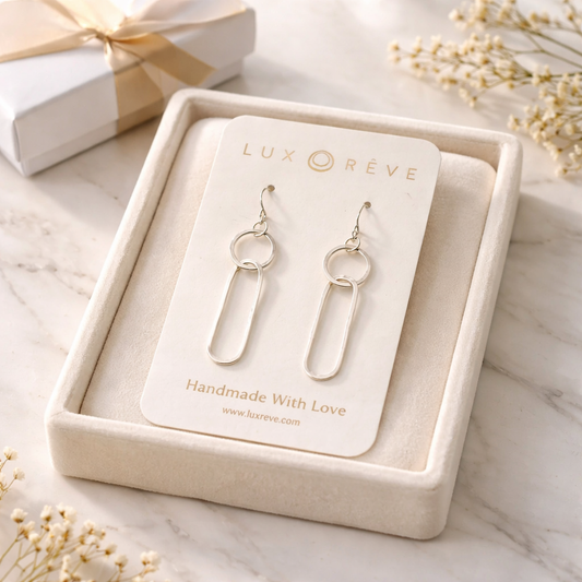 Silver Paper Clip Earrings - Lux Reve