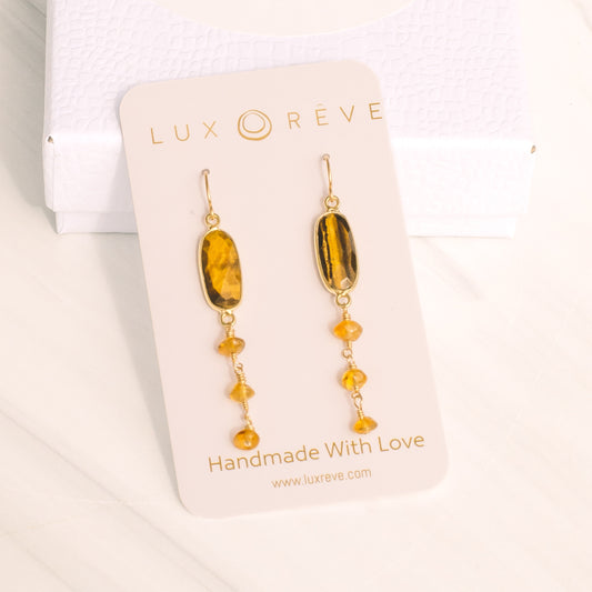 Tiger Eye and Citrine Earrings