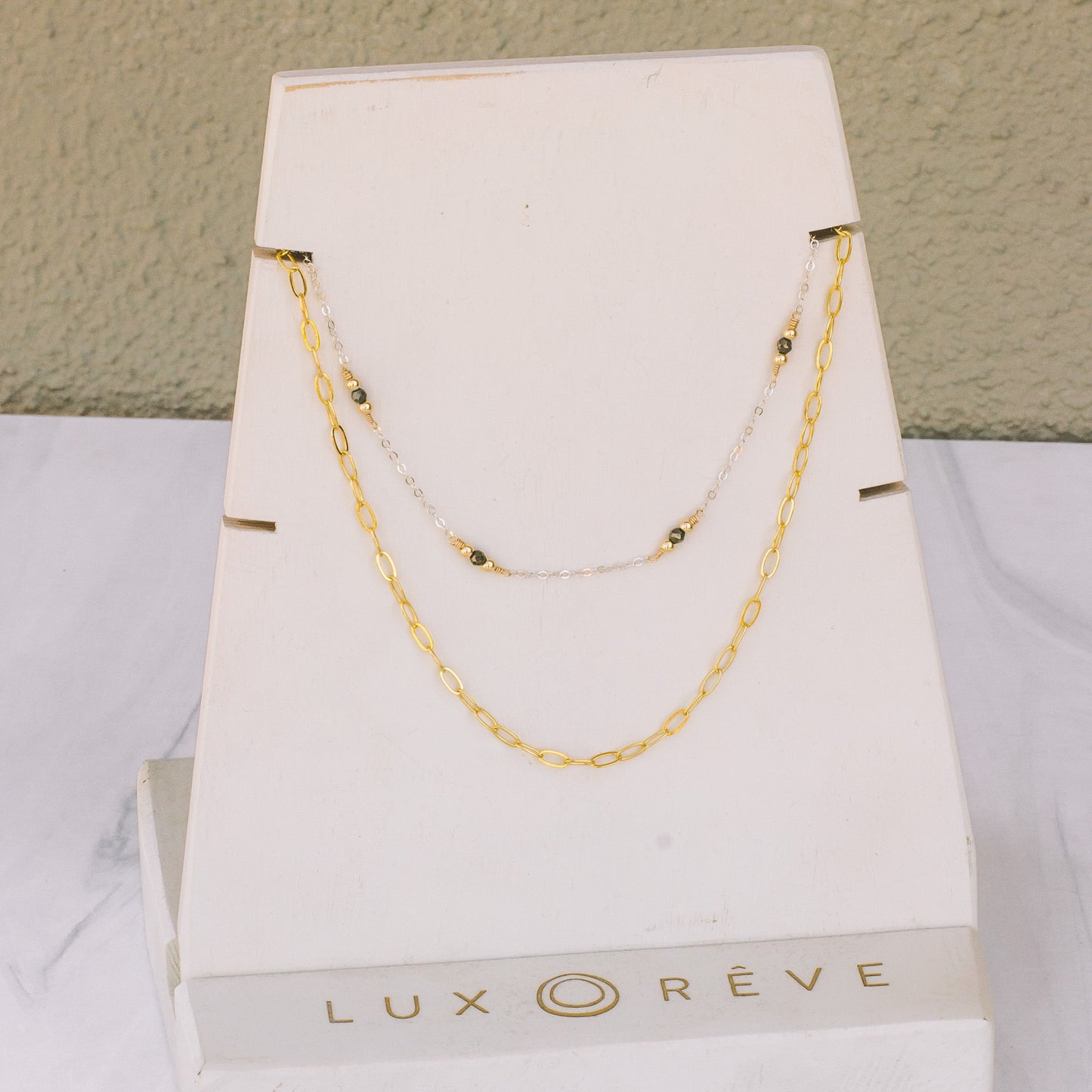 Silver Pyrite Beaded Necklace - Lux Reve