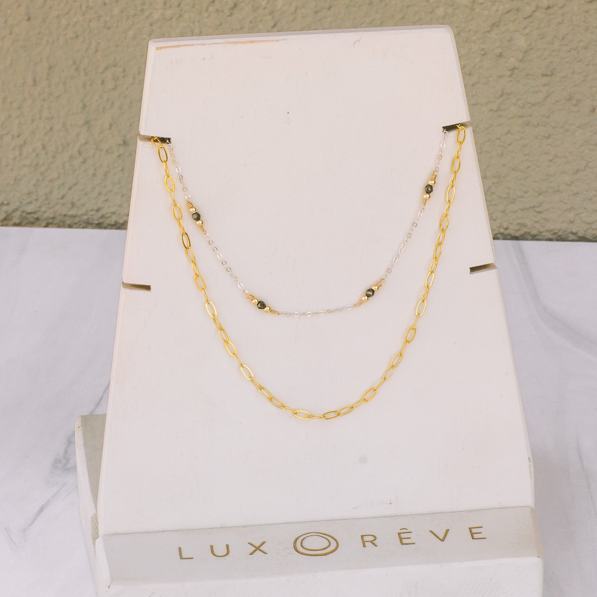 Silver Pyrite Beaded Necklace - Lux Reve
