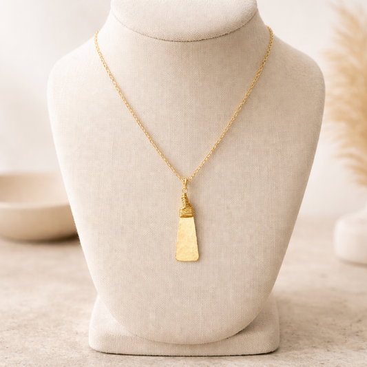 Gold Wire Wrapped Bar Necklace - Lux Reve