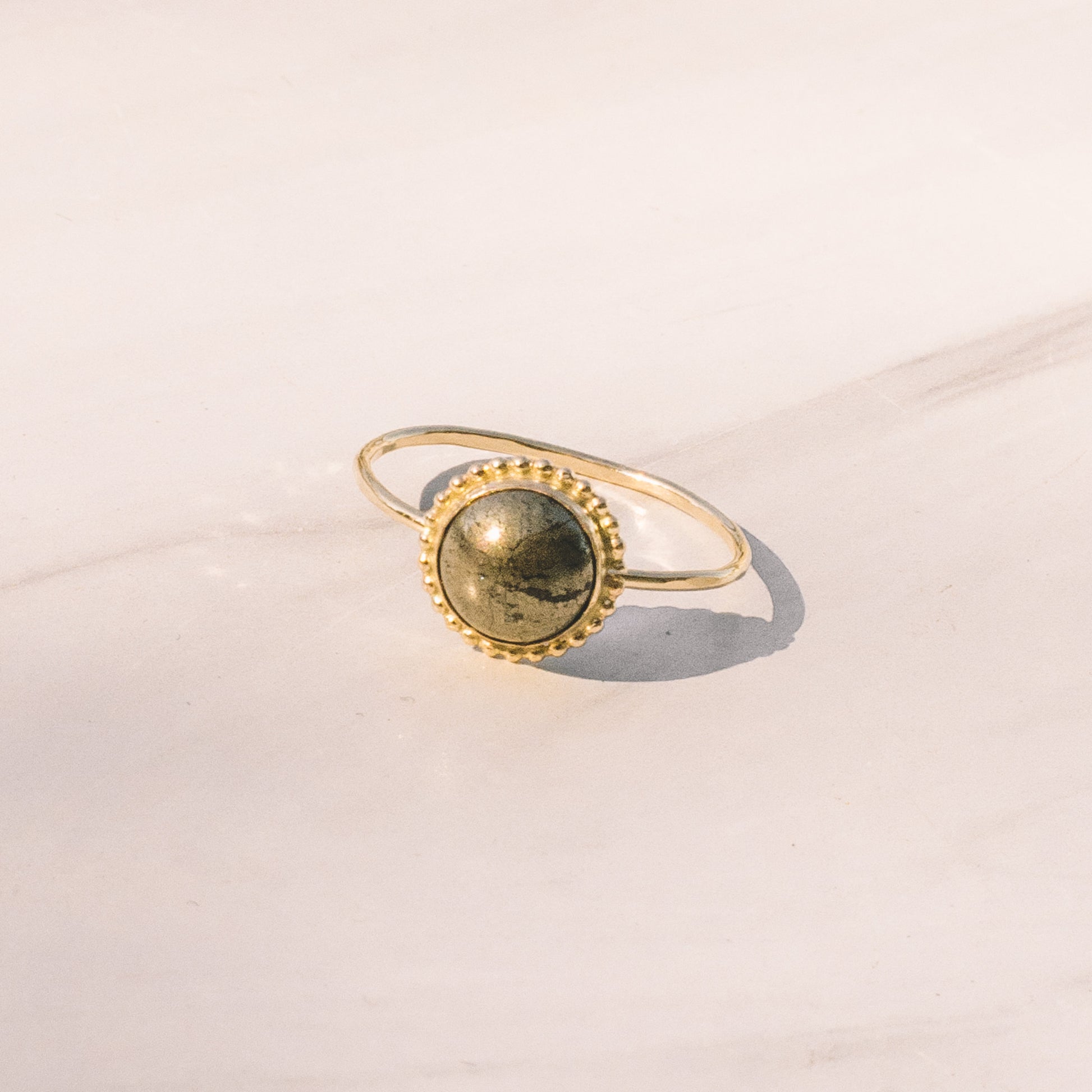 Small Round Pyrite Ring - Lux Reve