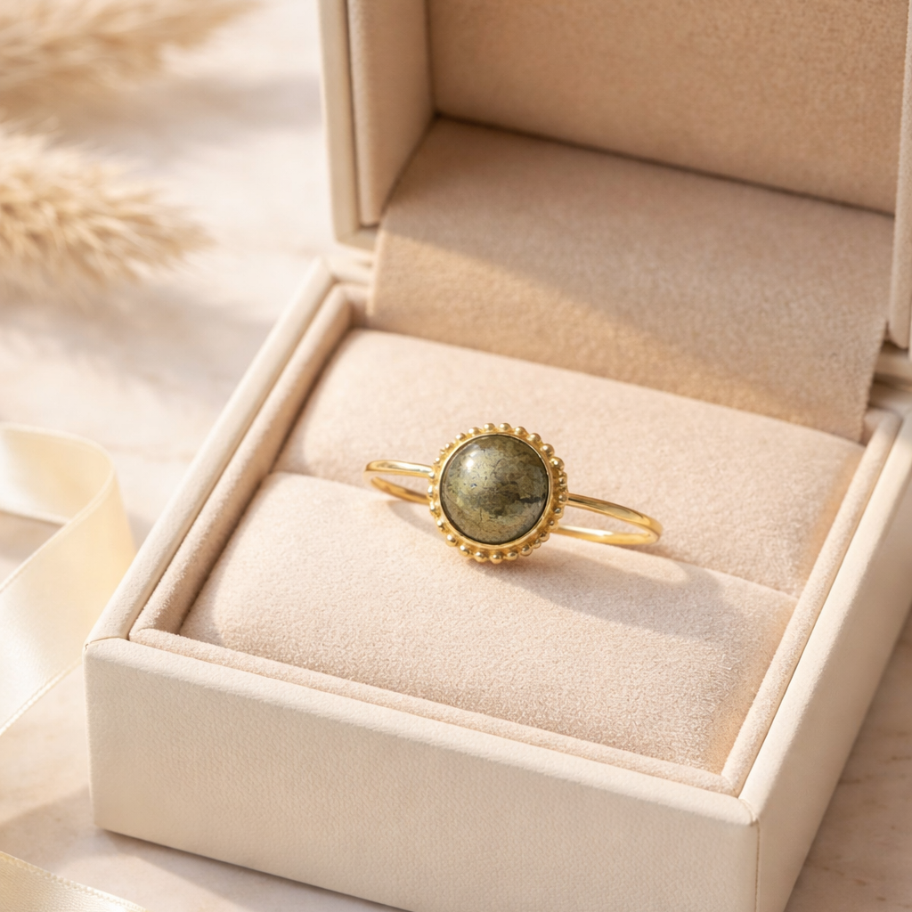 Small Round Pyrite Ring - Lux Reve