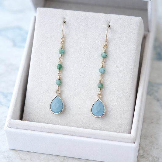 Silver Turquoise Drop Earrings - Lux Reve