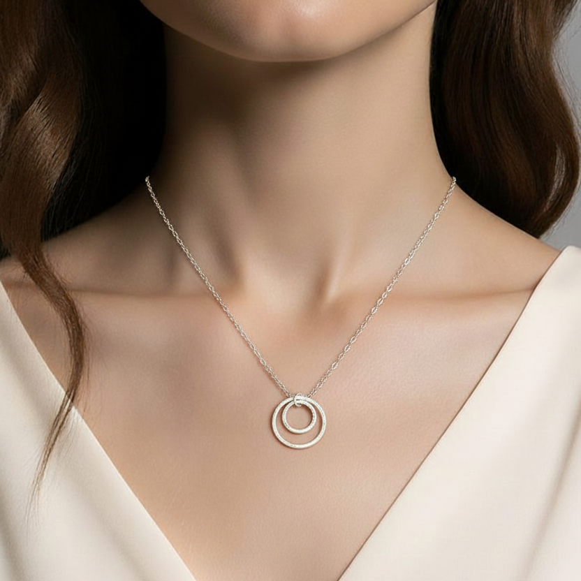 Layered Silver Hoop Necklace - Lux Reve