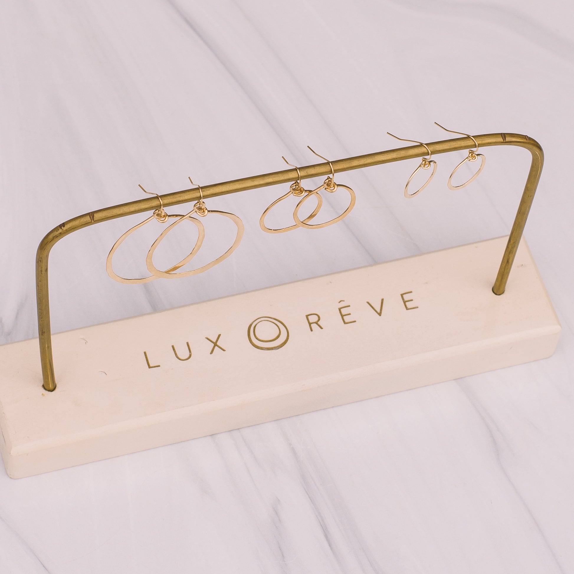Gold Hammered Hoop Earrings - Lux Reve