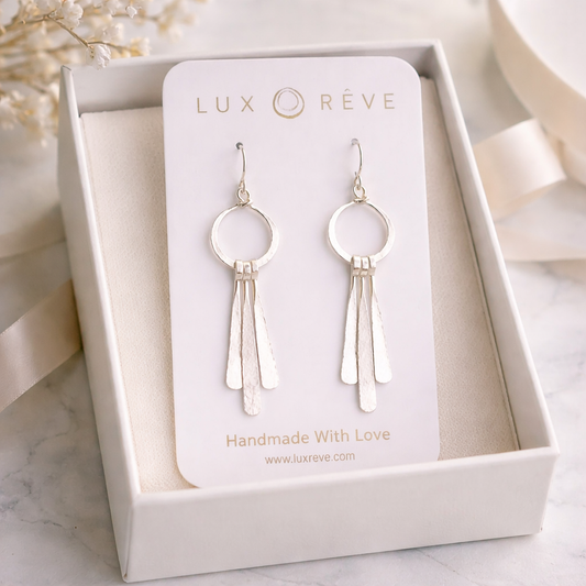 Silver Mini Hoop Ray Earrings - Lux Reve