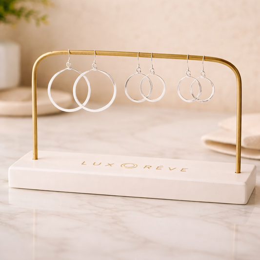 Silver Hammered Hoop Earrings - Lux Reve