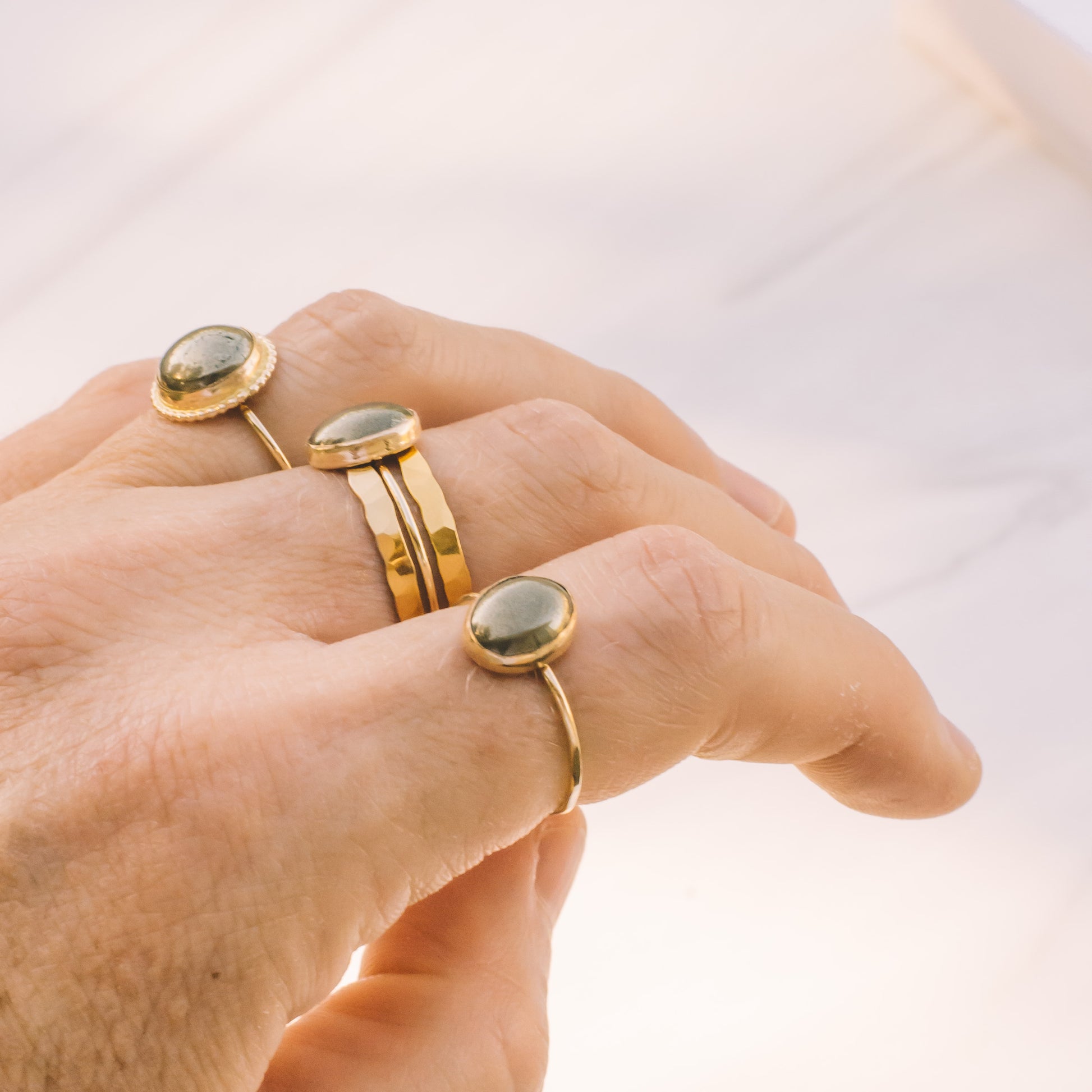 Gold Dainty Pyrite Ring - Lux Reve