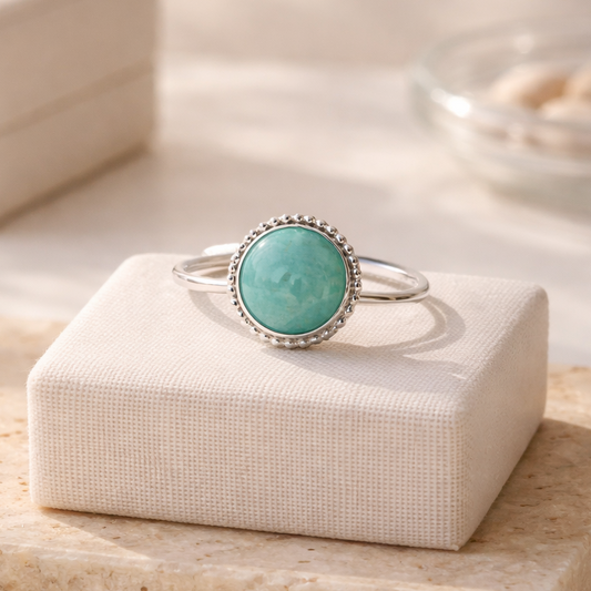 Round Silver Amazonite Ring - Lux Reve