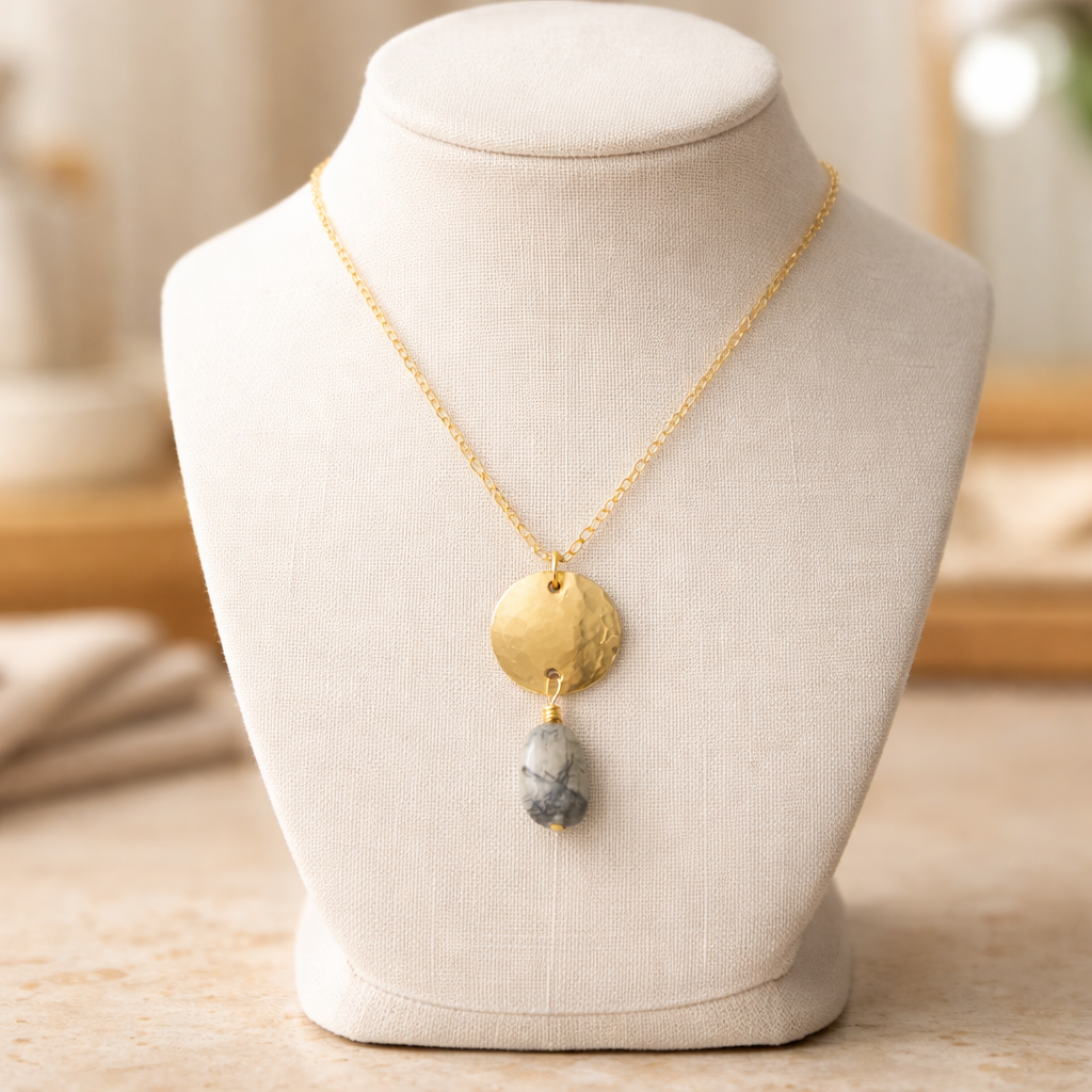 Gold-filled Tourmaline Quartz Coin Necklace - Lux Reve