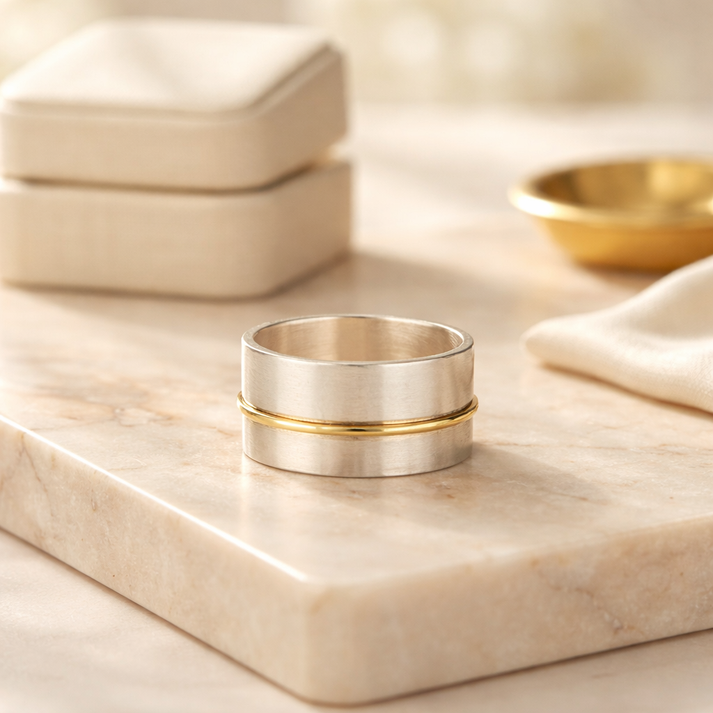 Silver and Brass Band Ring - Lux Reve