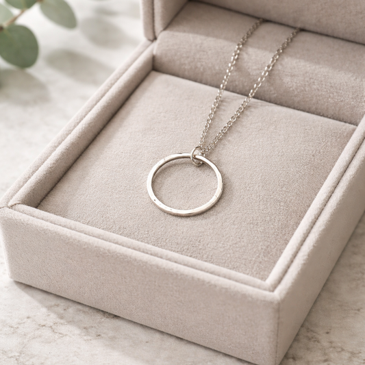 Simple Silver Hoop Necklace - Lux Reve
