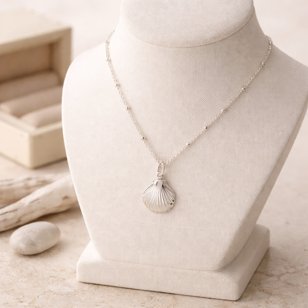 Sterling Silver Seashell Necklace - Lux Reve