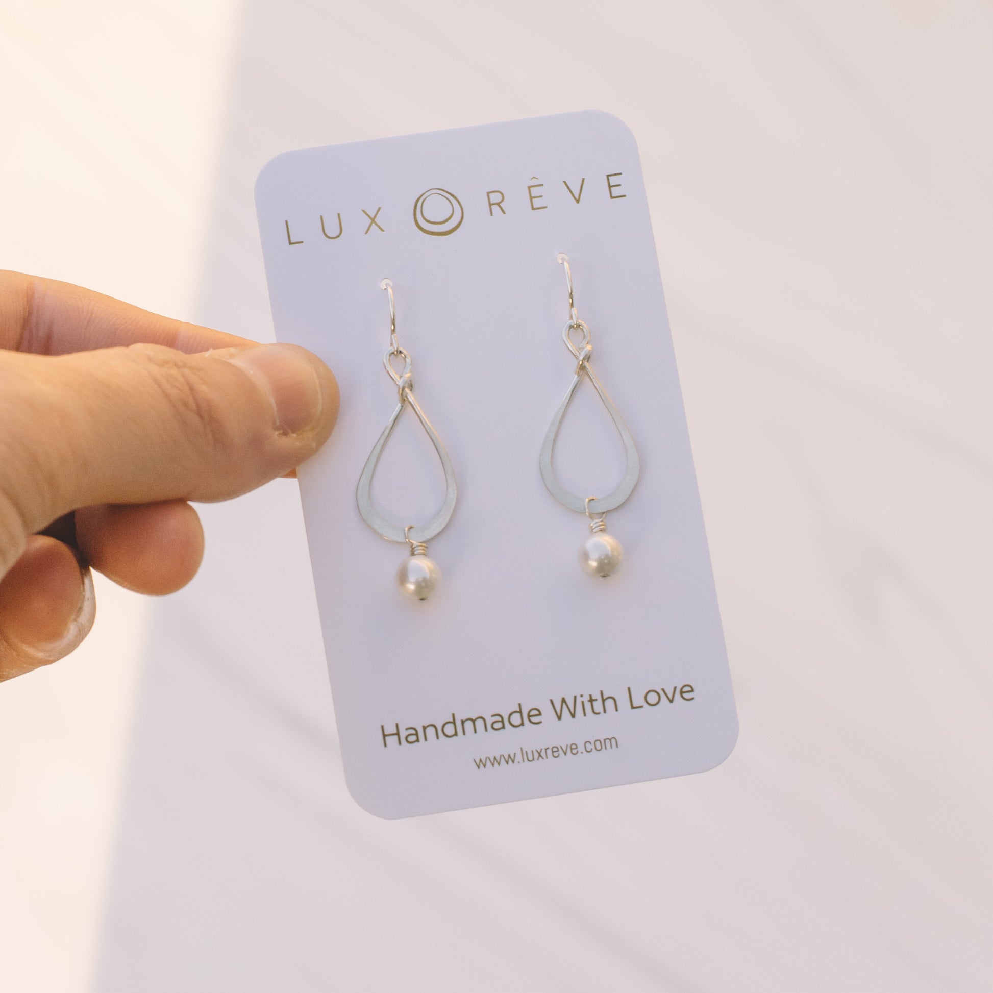 Mini Silver Teardrop Pearl Earrings - Lux Reve