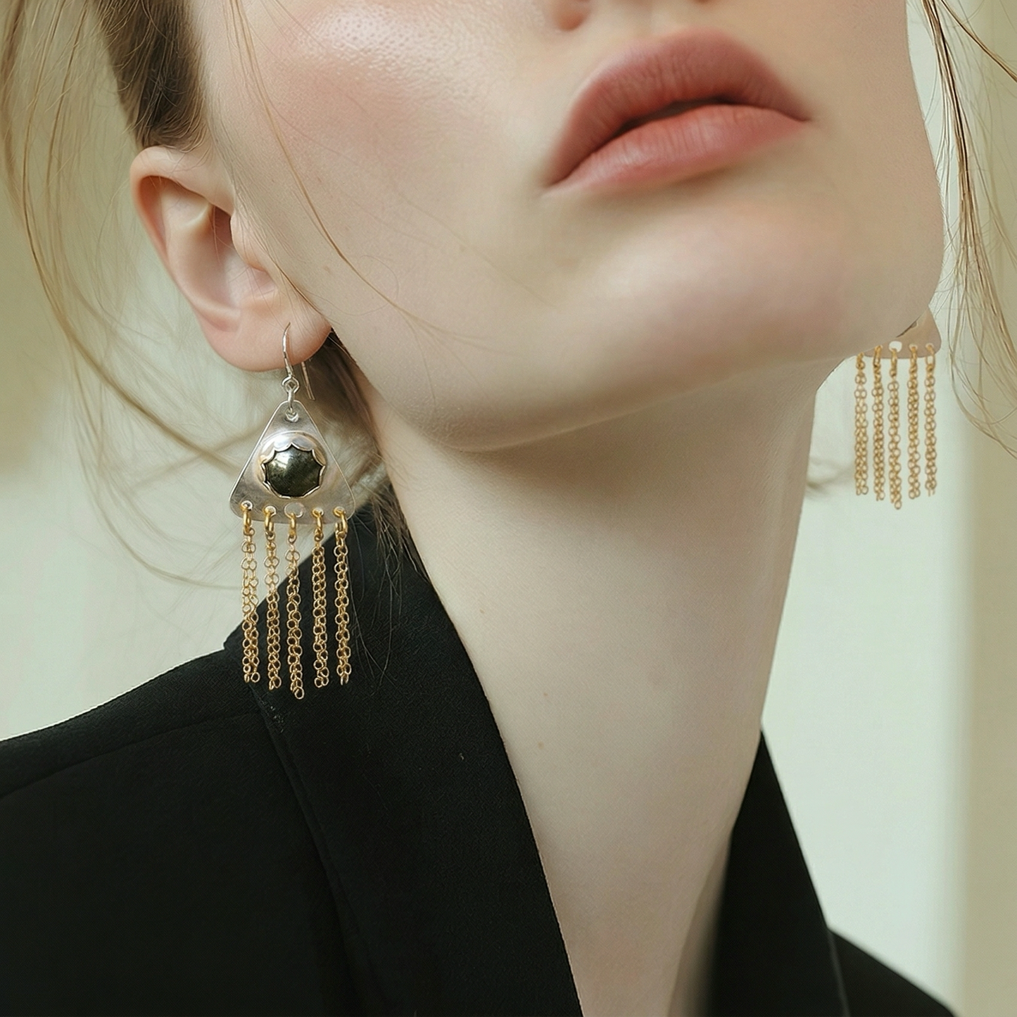 Silver and Gold-filled Pyrite Tassel Earrings - Lux Reve