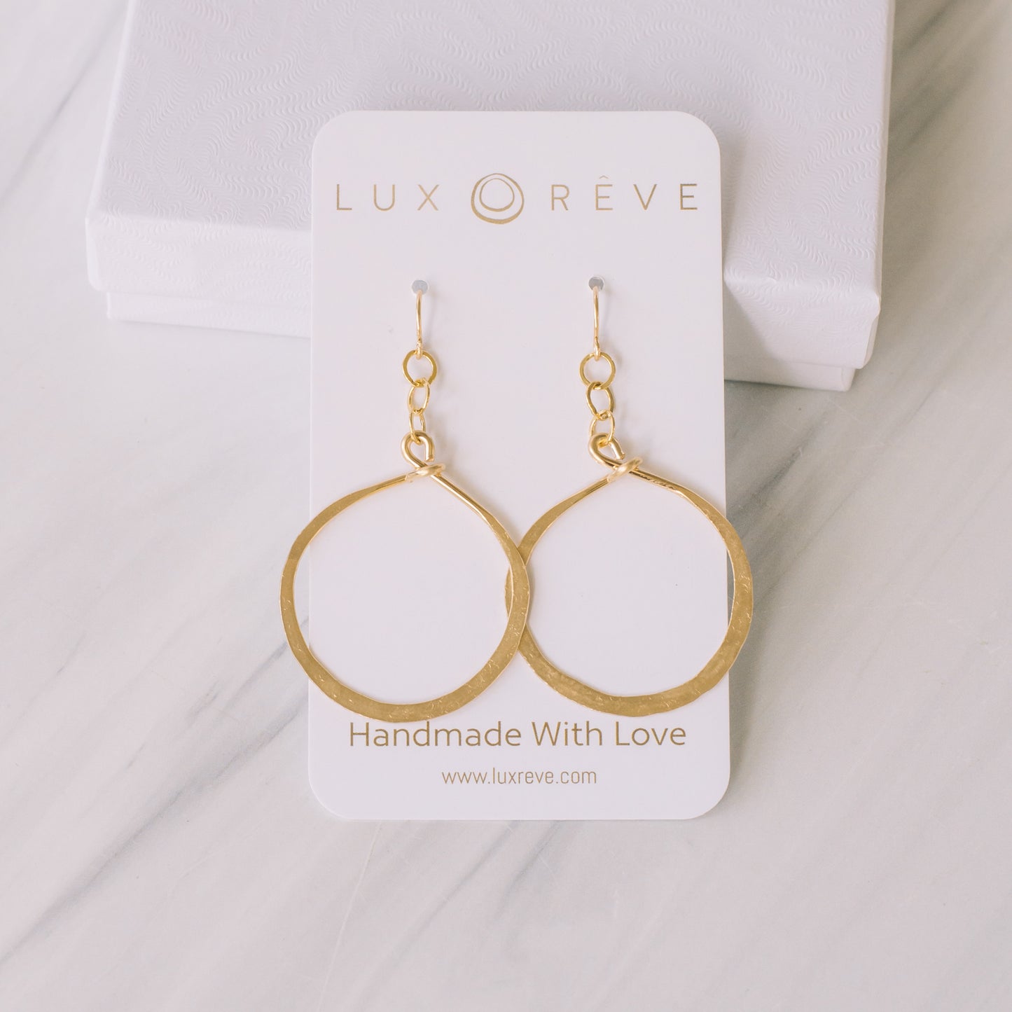 Large Gold Dangle Hoops - Lux Reve