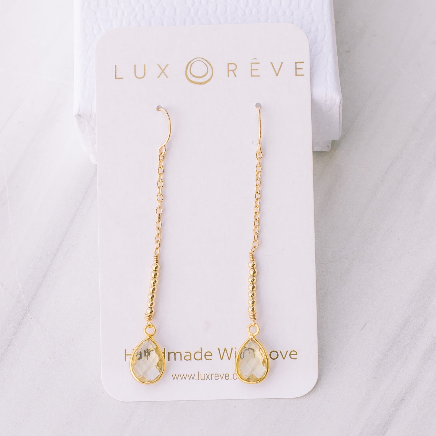 Gold Lemon Quartz Drop Earrings