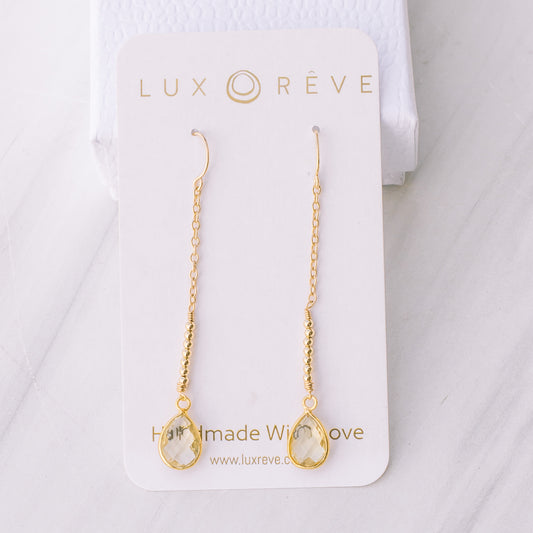 Gold Lemon Quartz Drop Earrings