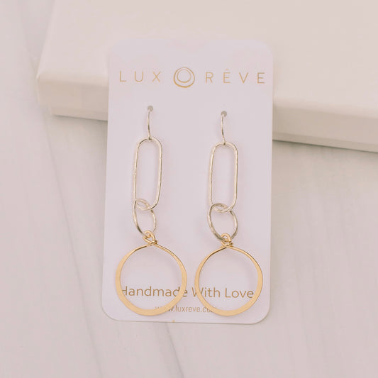 Silver and Gold Paper clip Hoop Earrings - Lux Reve