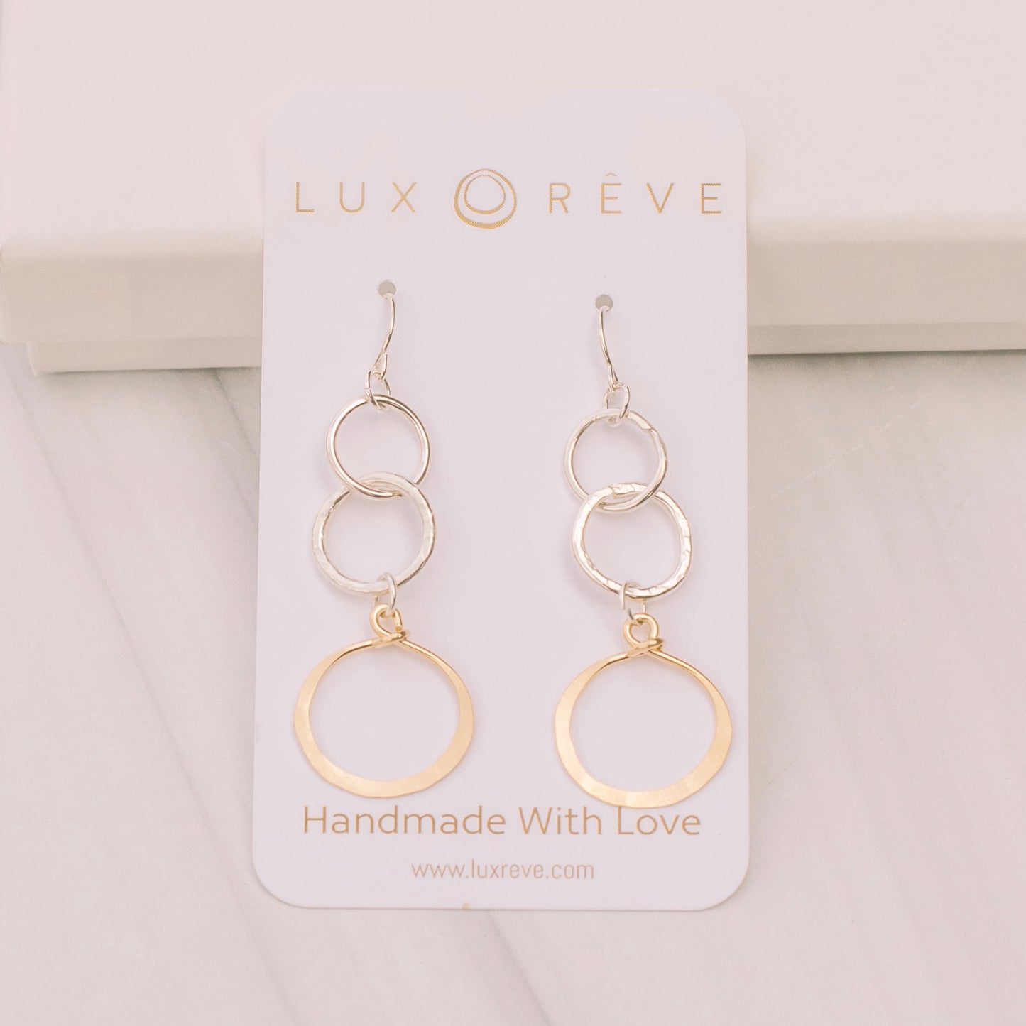 Silver and Gold Dangle Hoops - Lux Reve