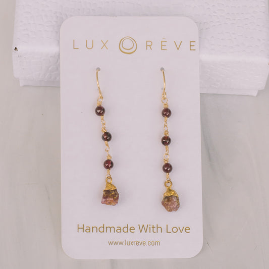 Raw Ruby Drop Earrings