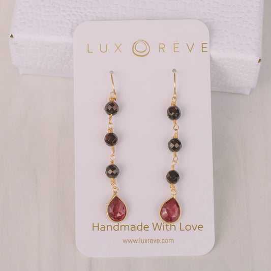 Ruby and Garnet Drop Earrings