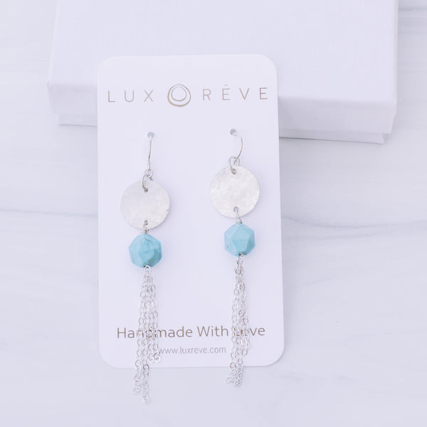 Sky Blue Howlite Tassel Earrings - Lux Reve