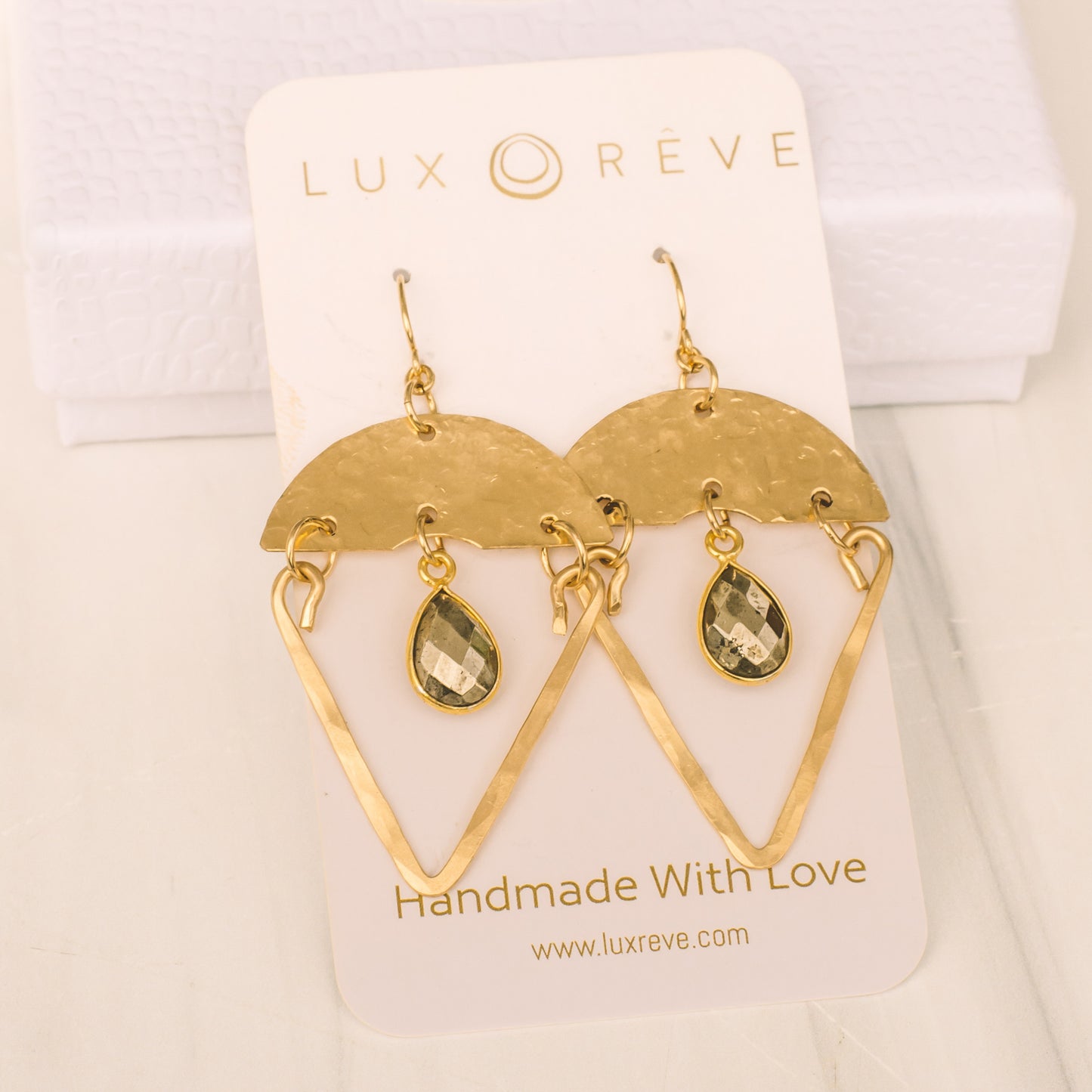 Gold Pyrite Boho Statment Earrings - Lux Reve