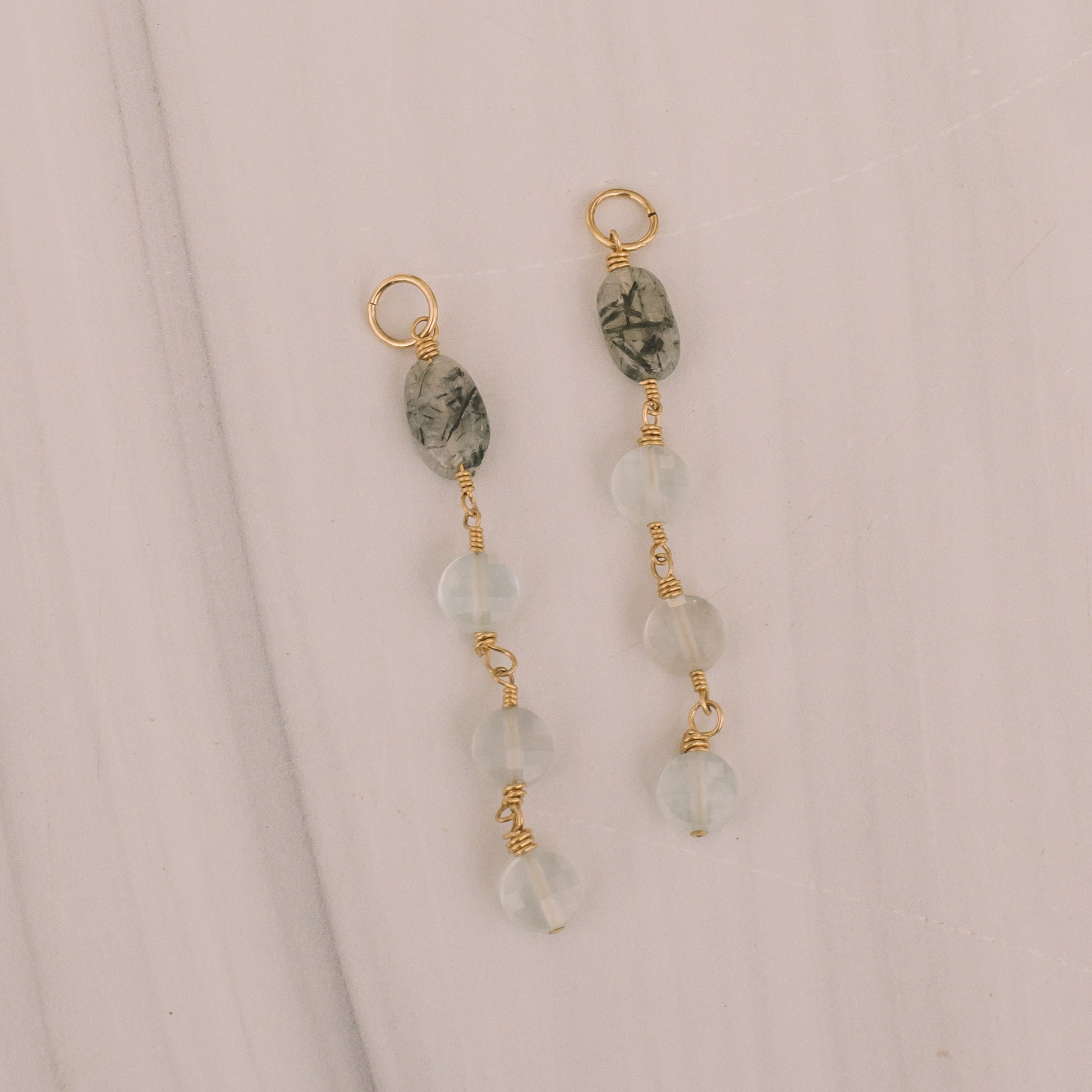Tourmaline Quartz and Aquamarine Earring Charms - Lux Reve
