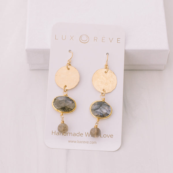 Gold-filled Labradorite Disc Earrings - Lux Reve