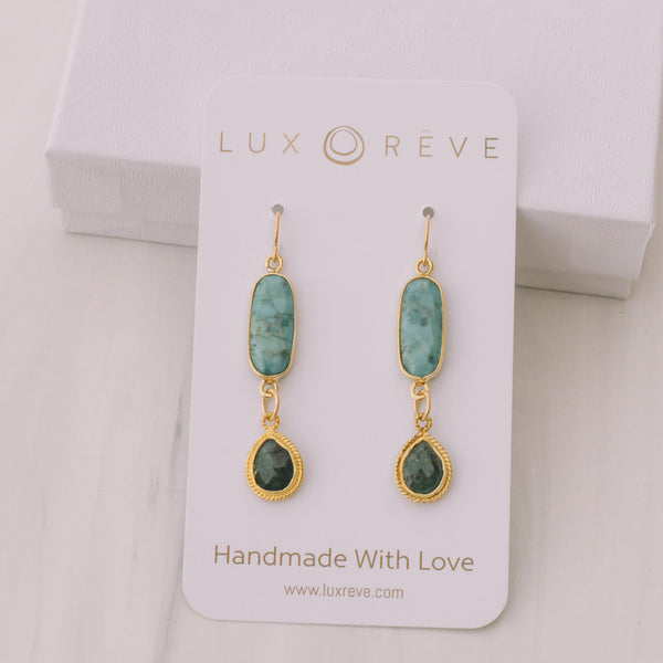 Turquoise and Emerald Earrings - Lux Reve