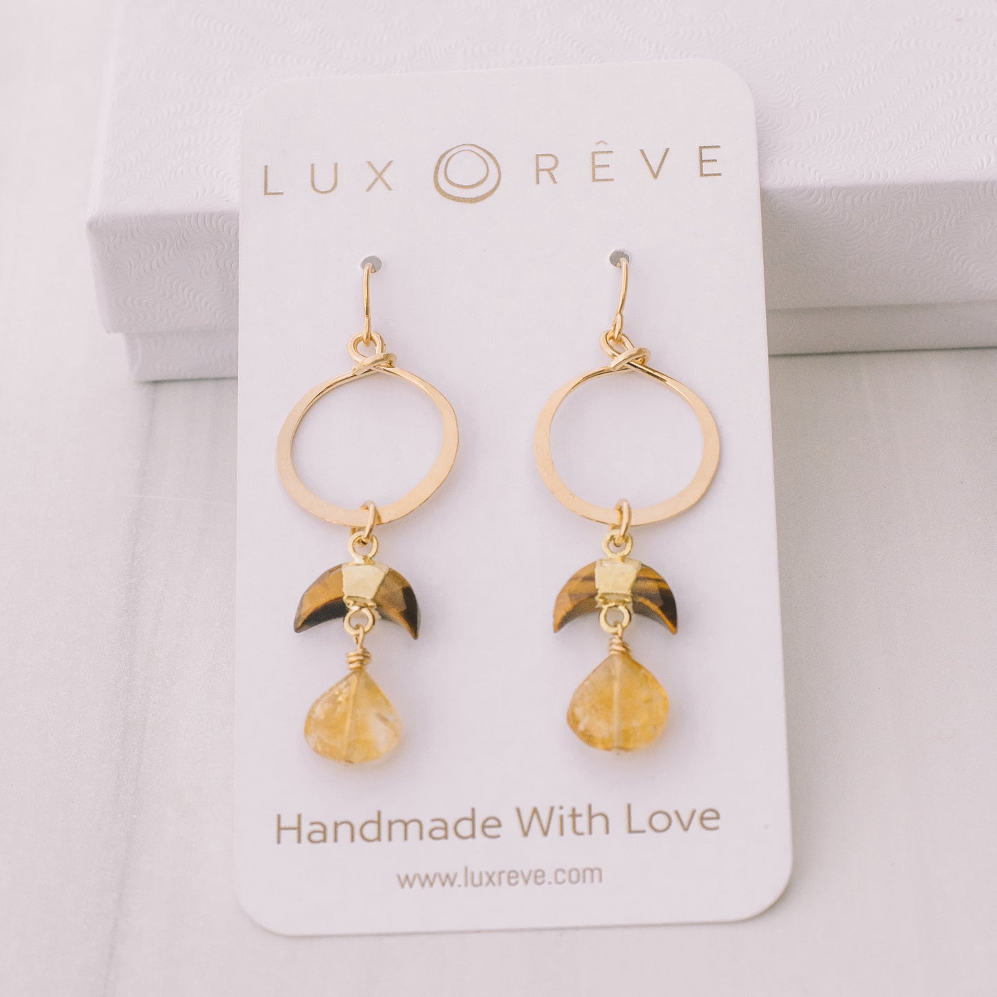 Gold-filled Tiger Eye and Citrine Earrings - Lux Reve