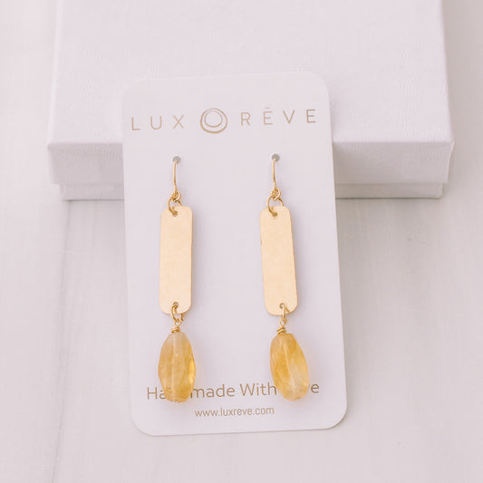 Gold-filled Citrine Bar Earrings - Lux Reve