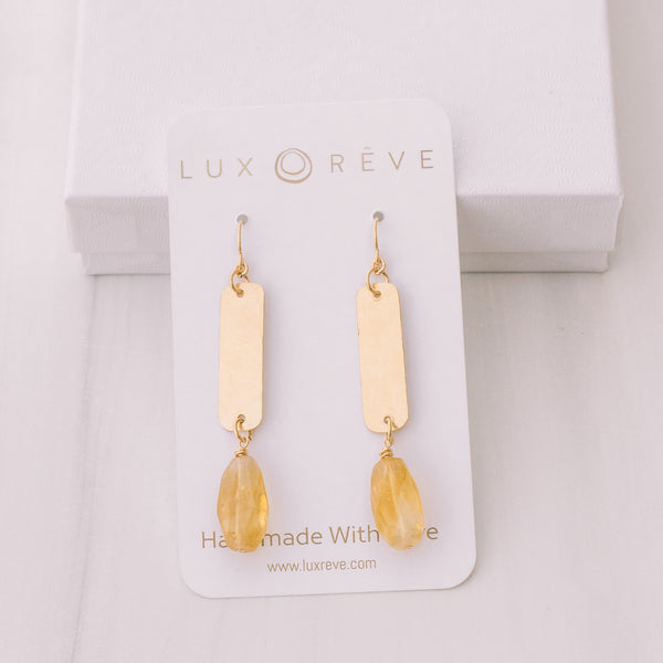 Gold-filled Citrine Bar Earrings - Lux Reve