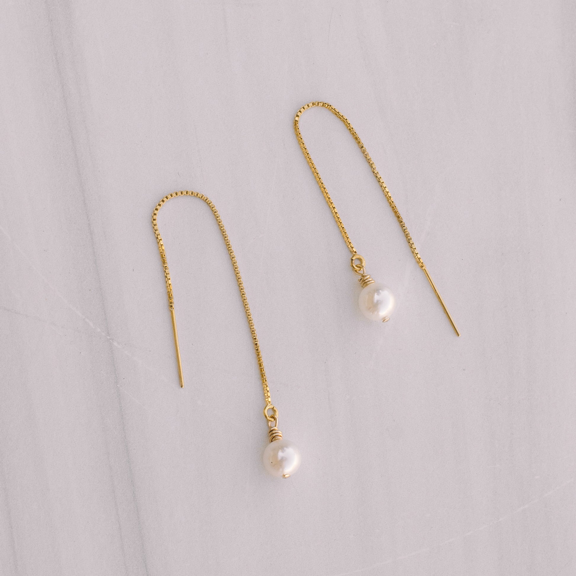 Pearl Gold Threader Earrings - Lux Reve