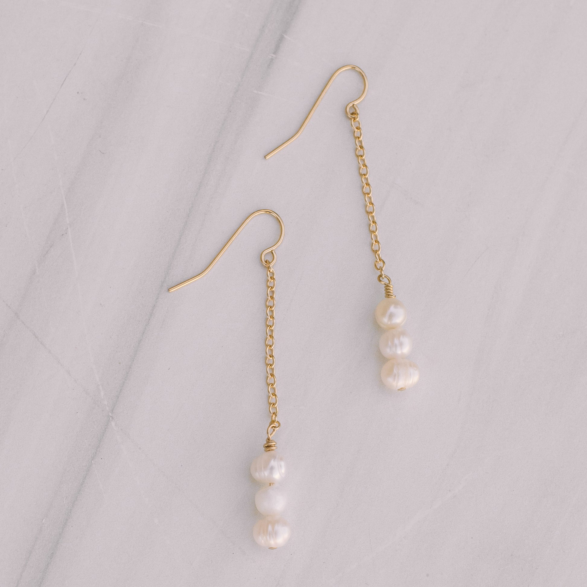 Three Pearl Drop Earrings - Lux Reve