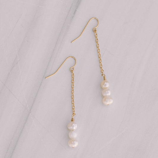 Three Pearl Drop Earrings - Lux Reve