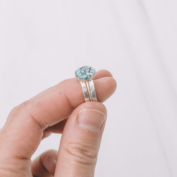 Turquoise Silver Ring Set