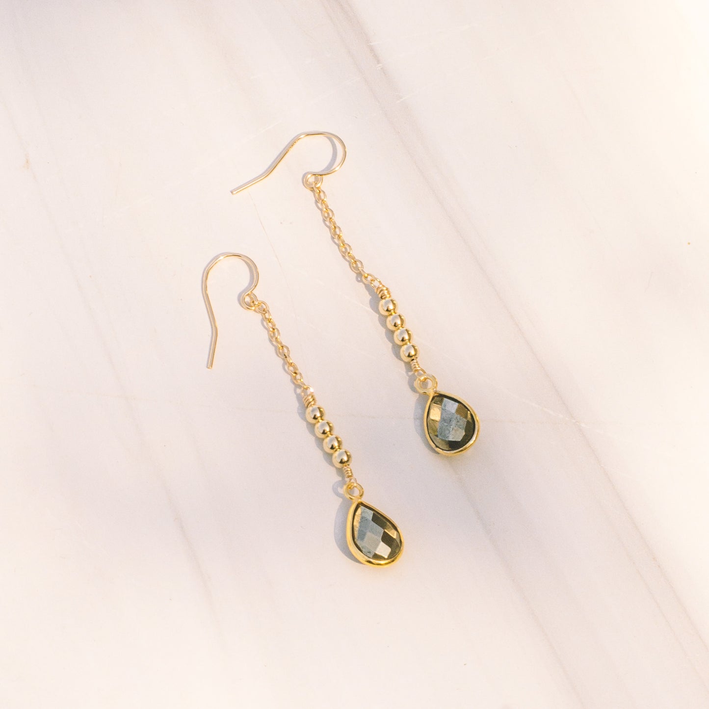 Gold Pyrite Drop Earrings - Lux Reve