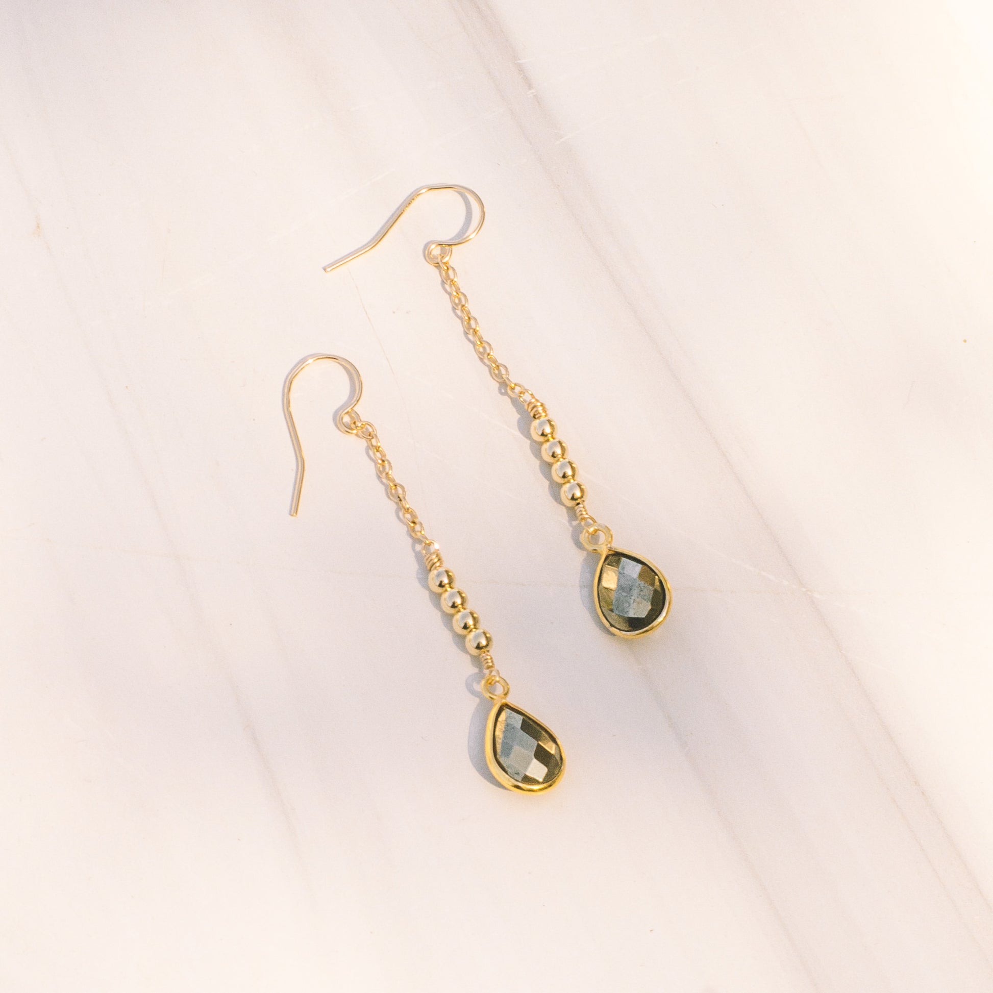 Gold Pyrite Drop Earrings - Lux Reve